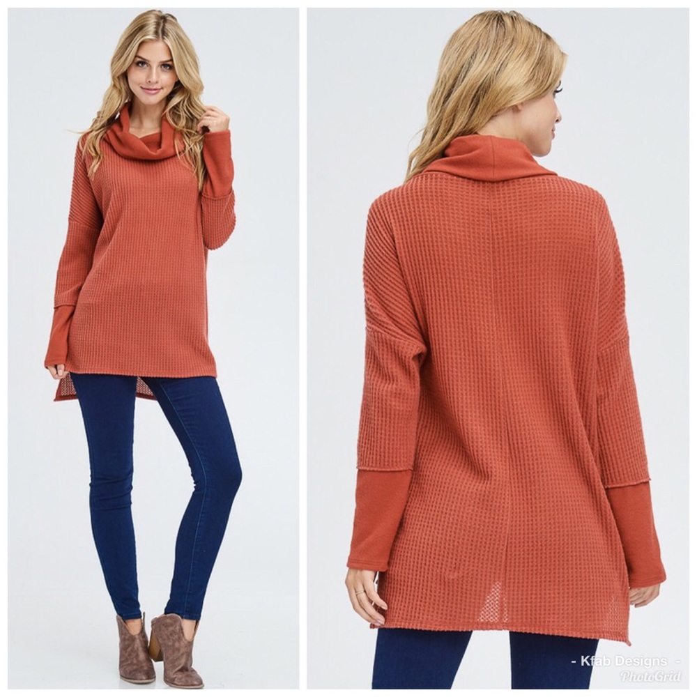 🛍LAST 1! Rust Cowl Neck Sweater Tunic! - Picture 2 of 8
